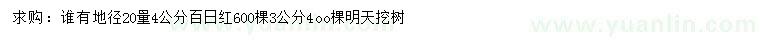 求購地徑20量3、4公分百日紅