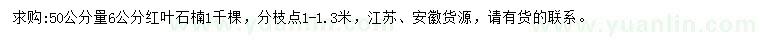 求購(gòu)50公分量6公分紅葉石楠