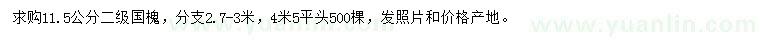 求購11.5公分二級國槐