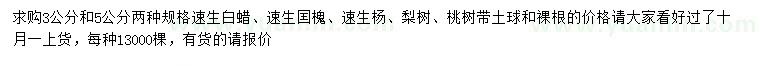 求購(gòu)速生白蠟、速生囯槐、速生楊等