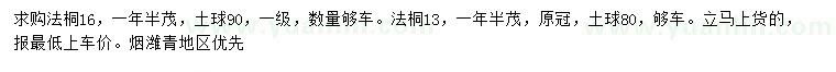求購13、16公分法桐