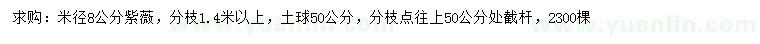 求購(gòu)米徑8公分紫薇