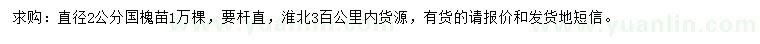 求購直徑2公分國槐苗