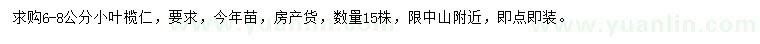 求購6-8公分小葉欖仁
