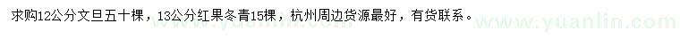 求購12公分文旦、13公分紅果冬青