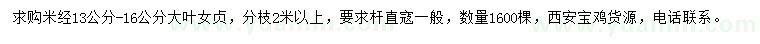 求購米徑13-16公分大葉女貞