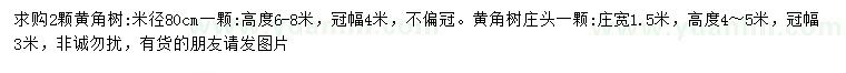 求購米徑80公分黃角樹