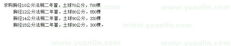 求購(gòu)胸徑10、12、14、15公分法桐