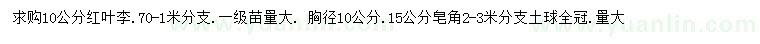 求購(gòu)10公分紅葉李、 胸徑10、15公分皂角