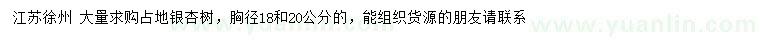 求購(gòu)胸徑18、20公分占地銀杏樹(shù)