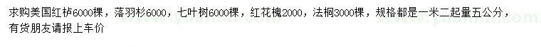 求購(gòu)美國(guó)紅櫨、落羽杉、七葉樹(shù)等