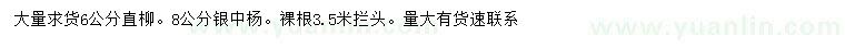 求購(gòu)6公分直柳、8公分銀中楊