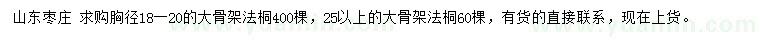 求購胸徑18-20、25公分大骨架法桐