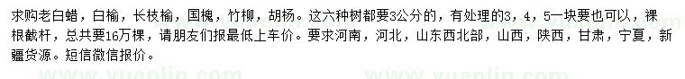 求購老白蠟、白榆、長枝榆等