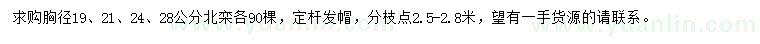 求購胸徑19、21、24、28公分北欒