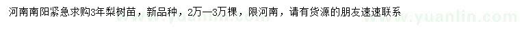求購3年梨樹苗