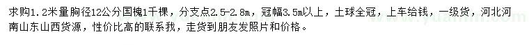 求購1.2米量胸徑12公分國槐