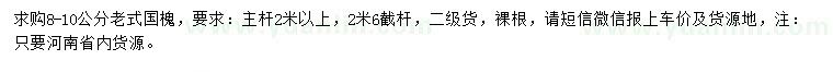 求購(gòu)8-10公分老式國(guó)槐