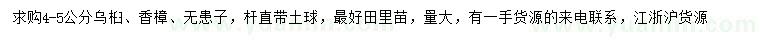求購烏桕、香樟、無(wú)患子