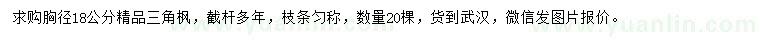 求購胸徑18公分三角楓