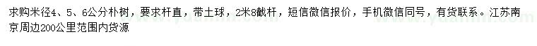 求購(gòu)米徑4、5、6公分樸樹(shù)