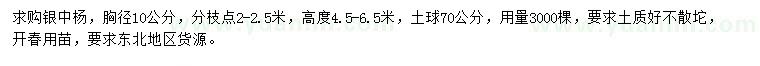 求購(gòu)胸徑10公分銀中楊