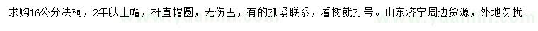 求購16公分法桐