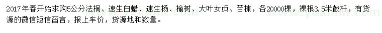 求購(gòu)法桐、速生白蠟、速生楊等