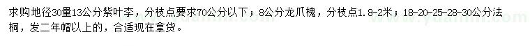 求購(gòu)紫葉李、龍爪槐、法桐