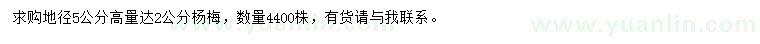 求購地徑5公分量達2公分楊梅
