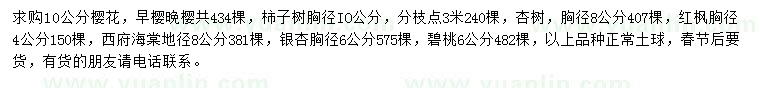 求購櫻花、柿子樹、杏樹等