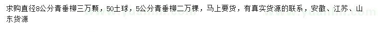 求購(gòu)5、8公分青垂柳