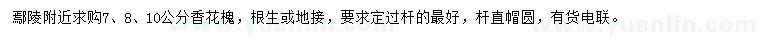 求購7、8、10公分香花槐