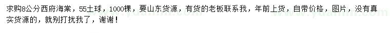 求購8公分西府海棠