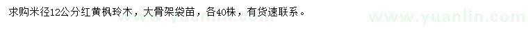 求購米徑12公分紅黃楓玲木