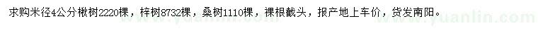 求購楸樹、梓樹、桑樹