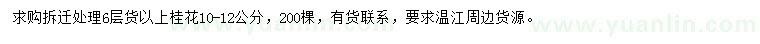 求購10-12公分桂花
