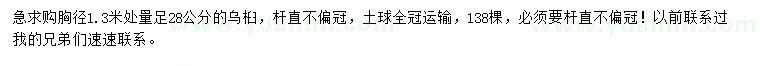 求購胸徑1.3米量28公分烏桕