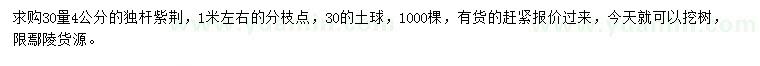 求購(gòu)30量4公分獨(dú)桿紫荊