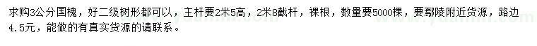 求購3公分國槐