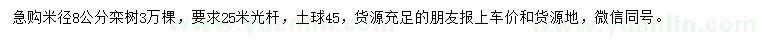 求購米徑8公分欒樹