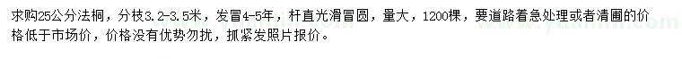 求購25公分法桐