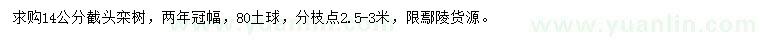 求購14公分欒樹