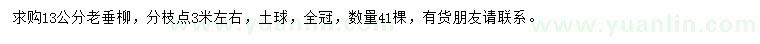求購13公分老垂柳