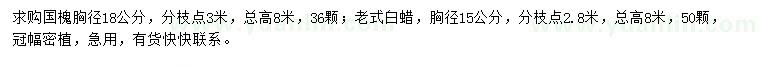 求購胸徑18公分國槐、胸徑15公分老式白蠟