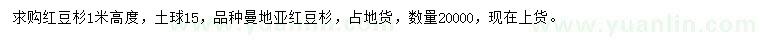 求購高1米曼地亞紅豆杉