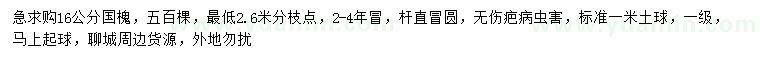 求購16公分國槐