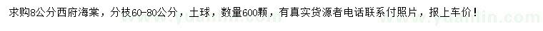 求購(gòu)8公分西府海棠