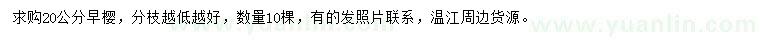 求購(gòu)20公分早櫻