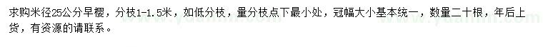 求購米徑25公分早櫻